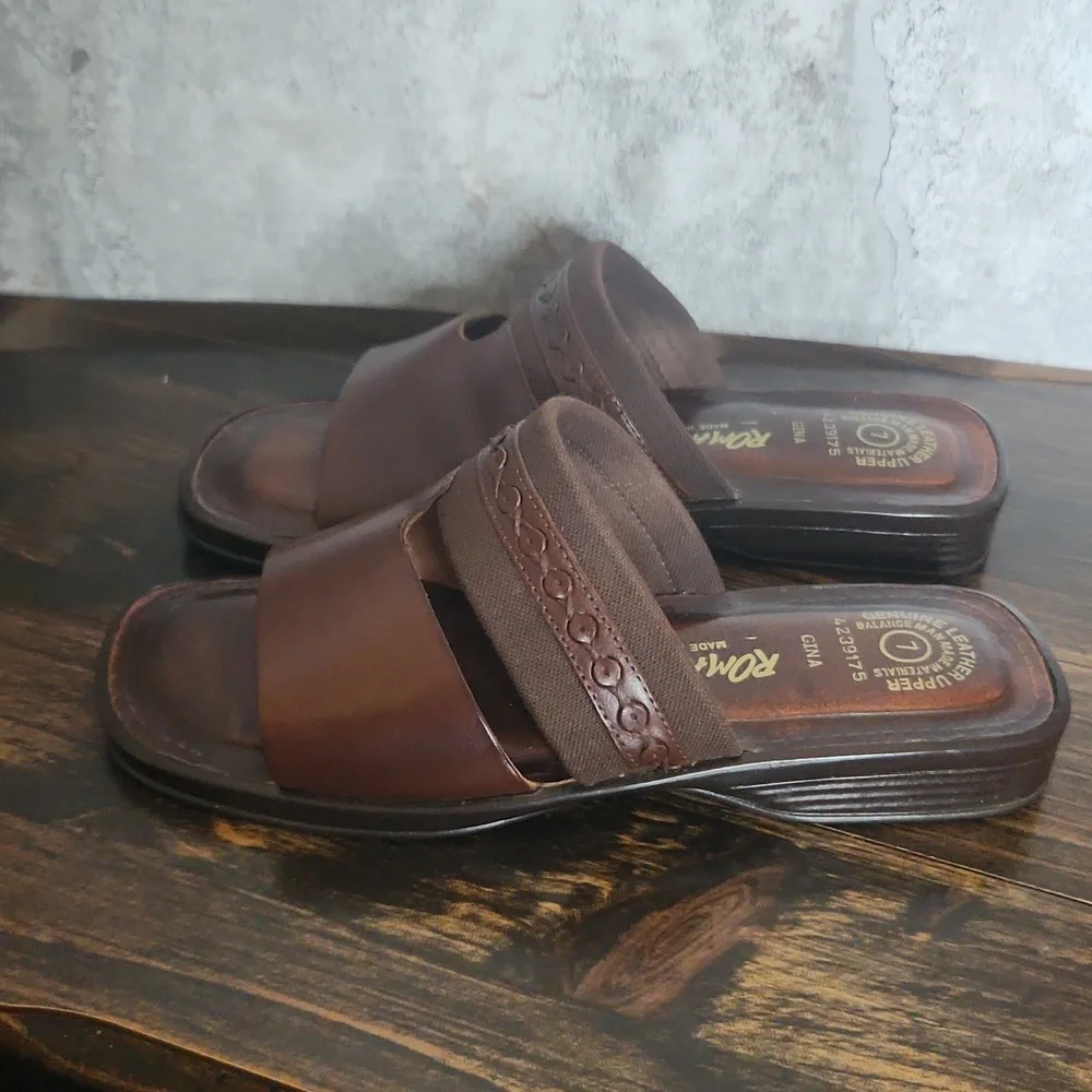 Romano Gina women’s slip on leather sandals size 7 - Picture 4 of 10